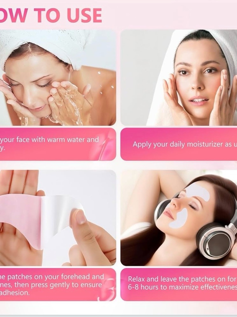 Forehead Wrinkle Patches & Smile Line Patches Set, Overnight Face Wrinkles - Picture 3 of 3